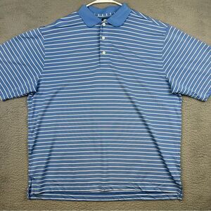 Footjoy Shirt Mens Extra Large Blue White Striped Golf Polo Logo‎ Casual Stretch